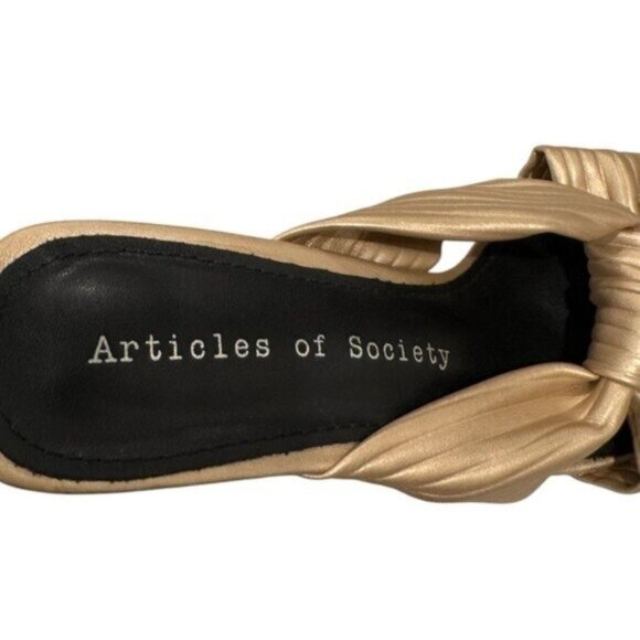 Articles of Society Milano Gold Vegan Leather Square Toe Strappy Sandals 9 - Picture 7 of 9